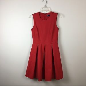GAP Red Skater Dress Sz 2 Fit & Flare Pleated Sleeveless Pockets Crew Neck Xmas